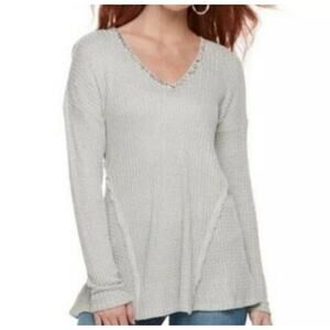 JUICY COUTURE GRAY METALLIC SILVER SPARKLE PULLOVER SZ.L EUC.